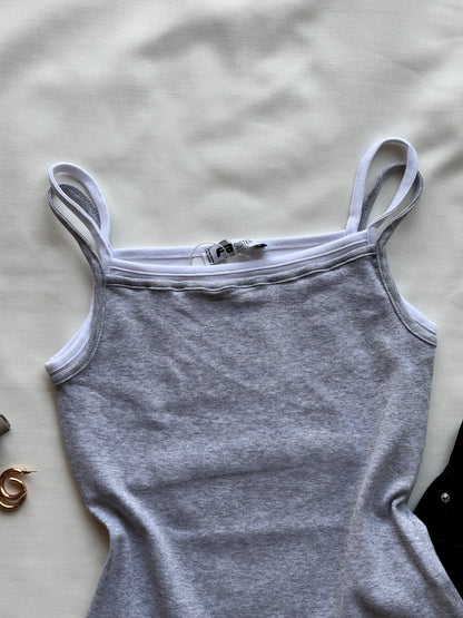 Grey double layer cami top