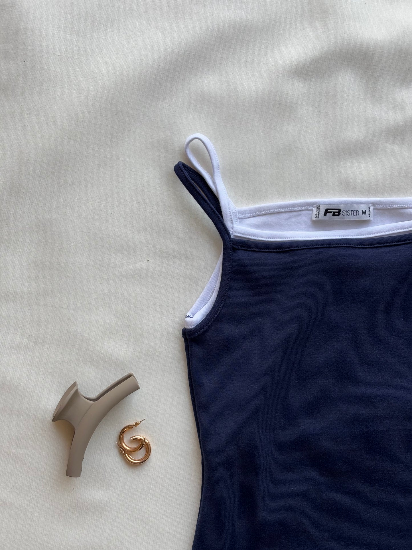 Blue double layer cami top