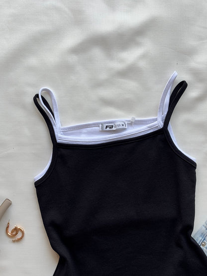 Black double layer cami top