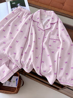 Lavender Bowtiful Striped Full Sleeve Pj set