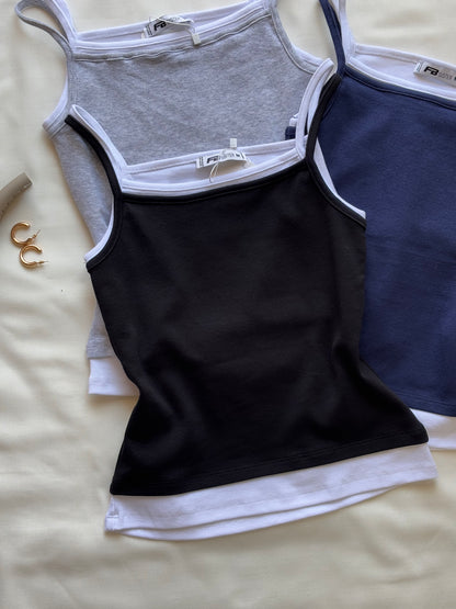 Black double layer cami top