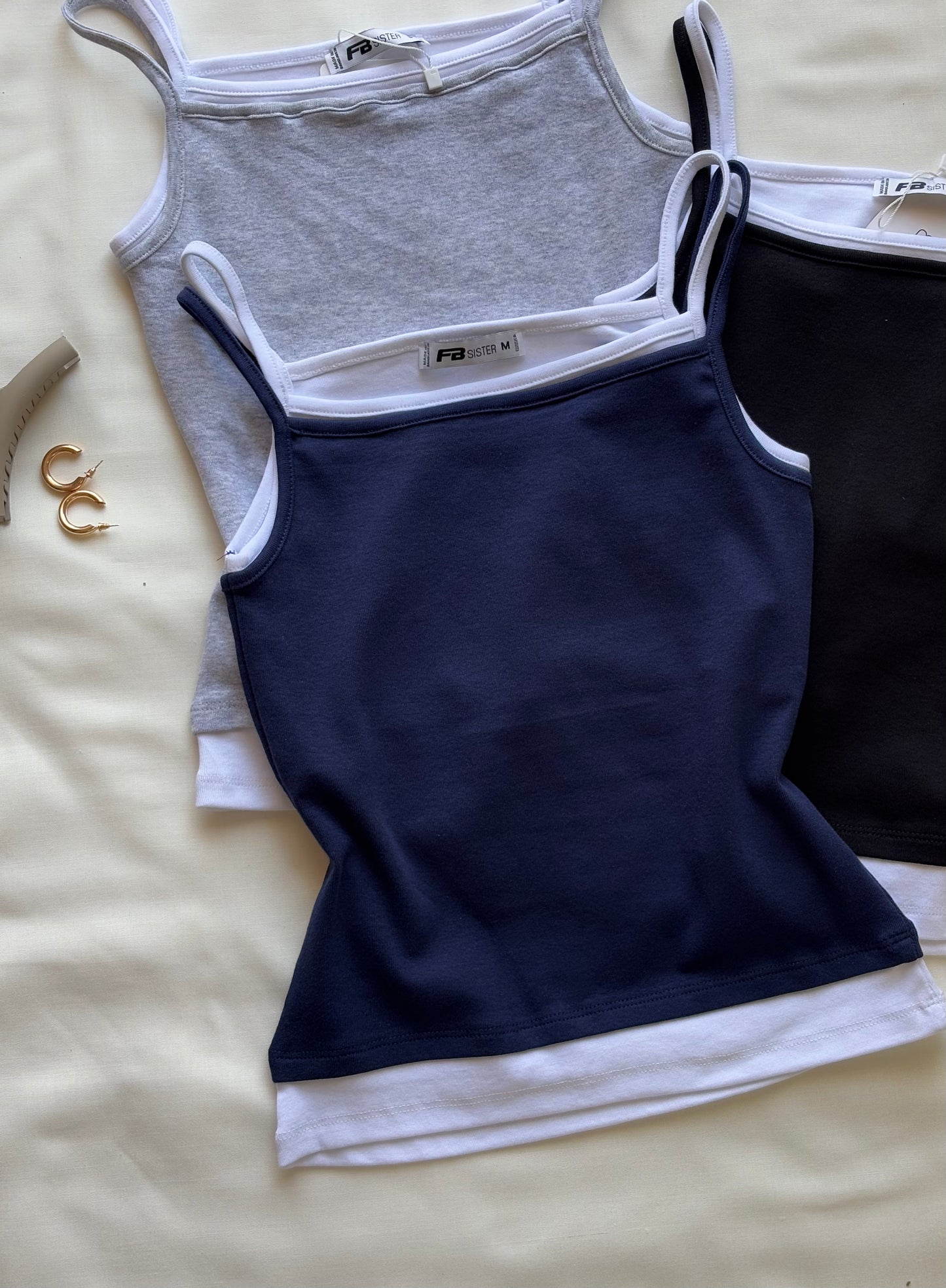 Blue double layer cami top