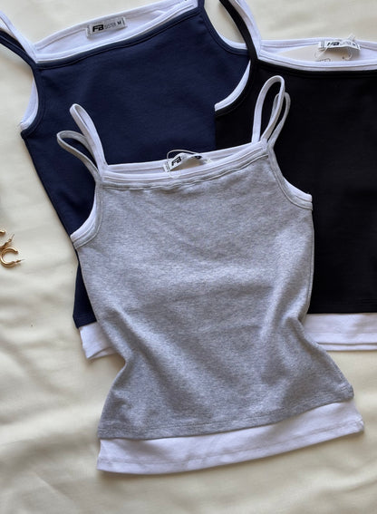 Grey double layer cami top