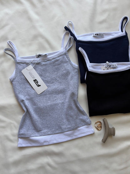 Grey double layer cami top