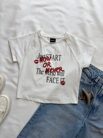 'Now or Never' baby tee