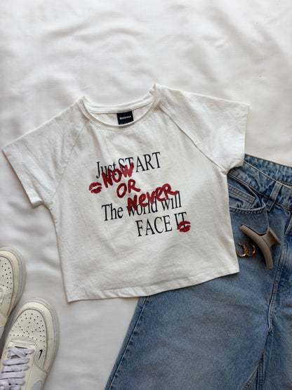 'Now or Never' baby tee