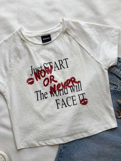 'Now or Never' baby tee