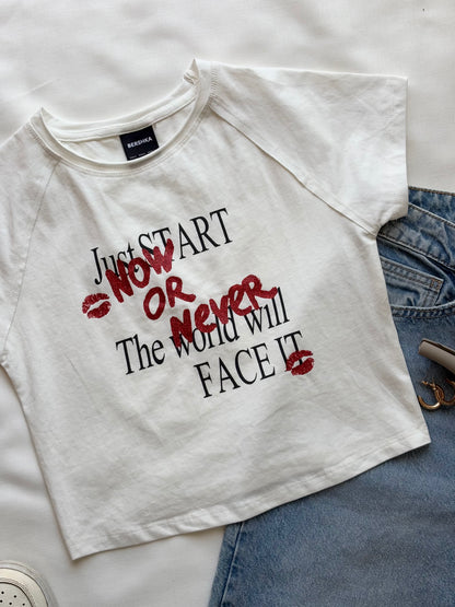 'Now or Never' baby tee