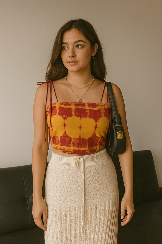 Red & Yellow Tie Dye Top