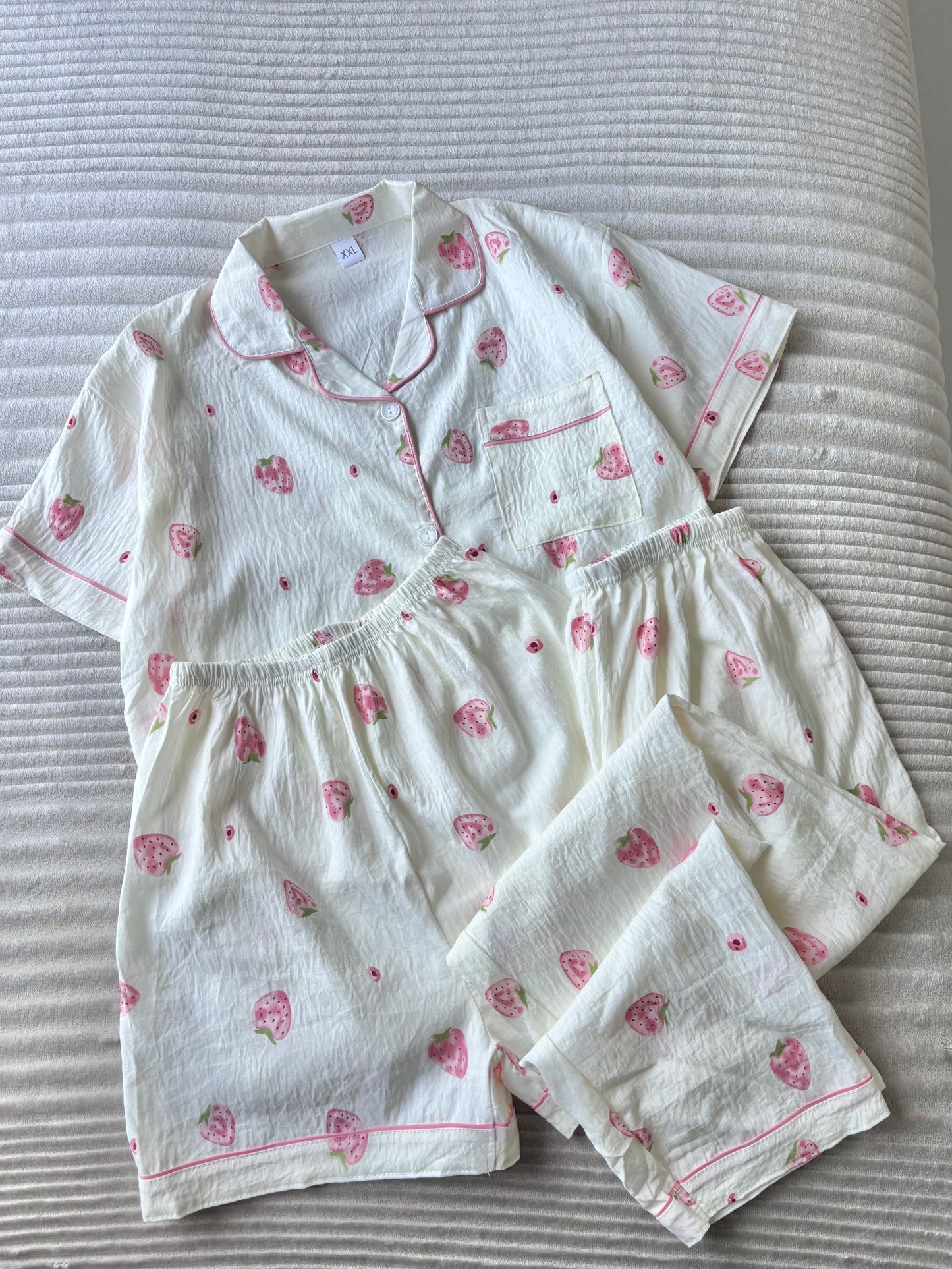Sweet Strawberry Dreamy 3 Piece Night Suit