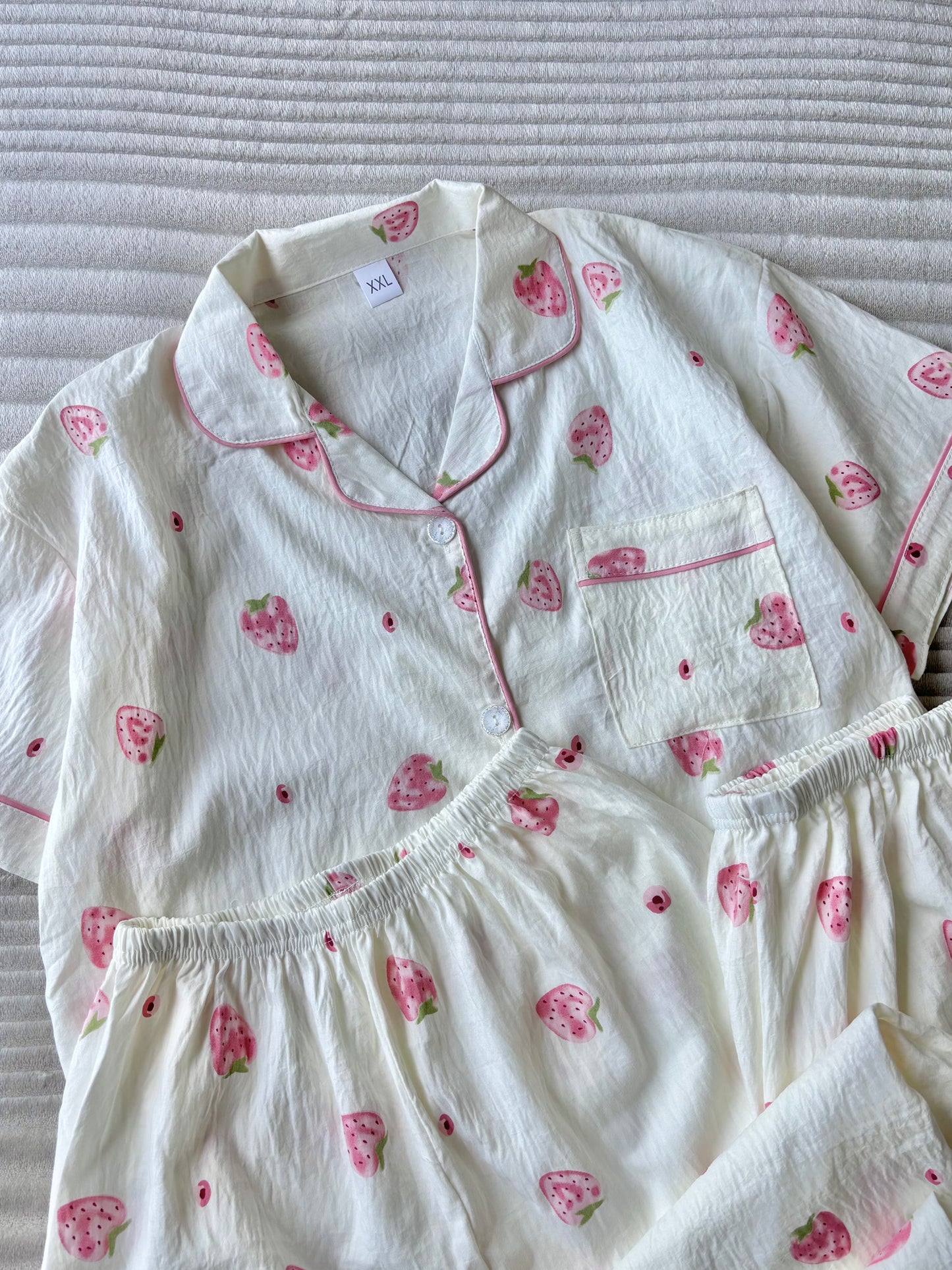 Sweet Strawberry Dreamy 3 Piece Night Suit