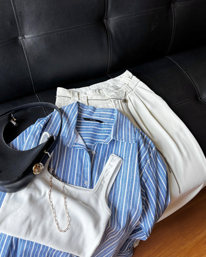 Blue Double Striped Shirt