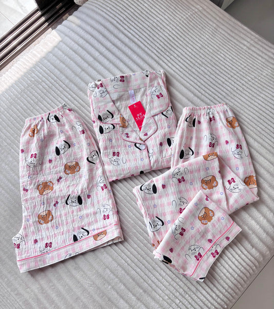 Teddy Charm Dreamy 3 Piece Night Suit