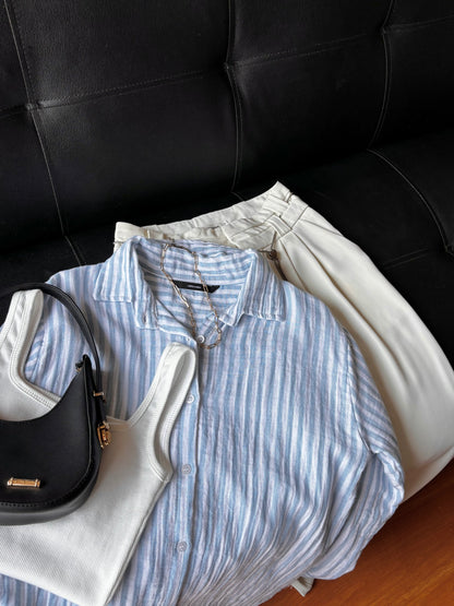 Sky Blue Striped Shirt