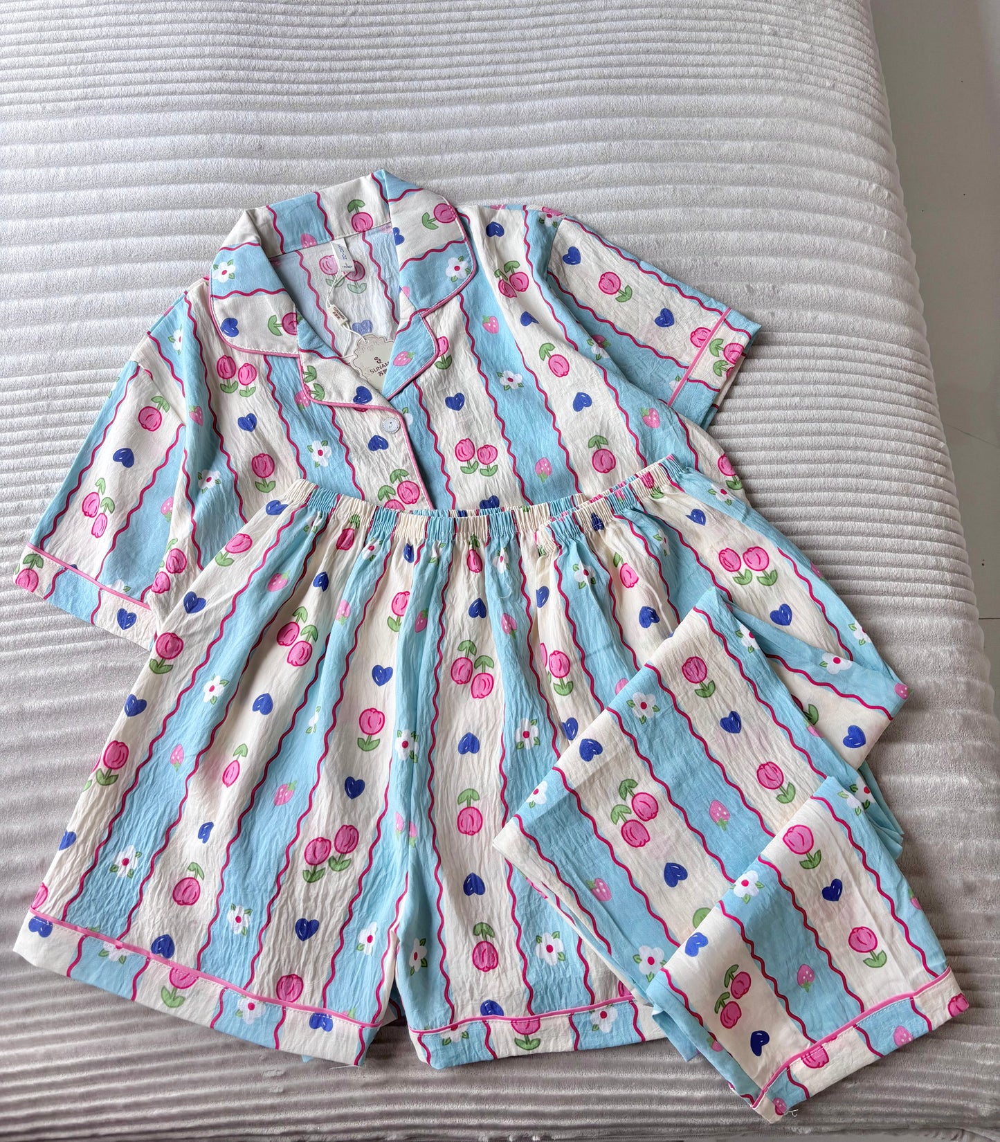 Petals Pop Dreamy 3 Piece Night Suit