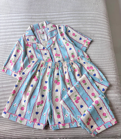 Petals Pop Dreamy 3 Piece Night Suit