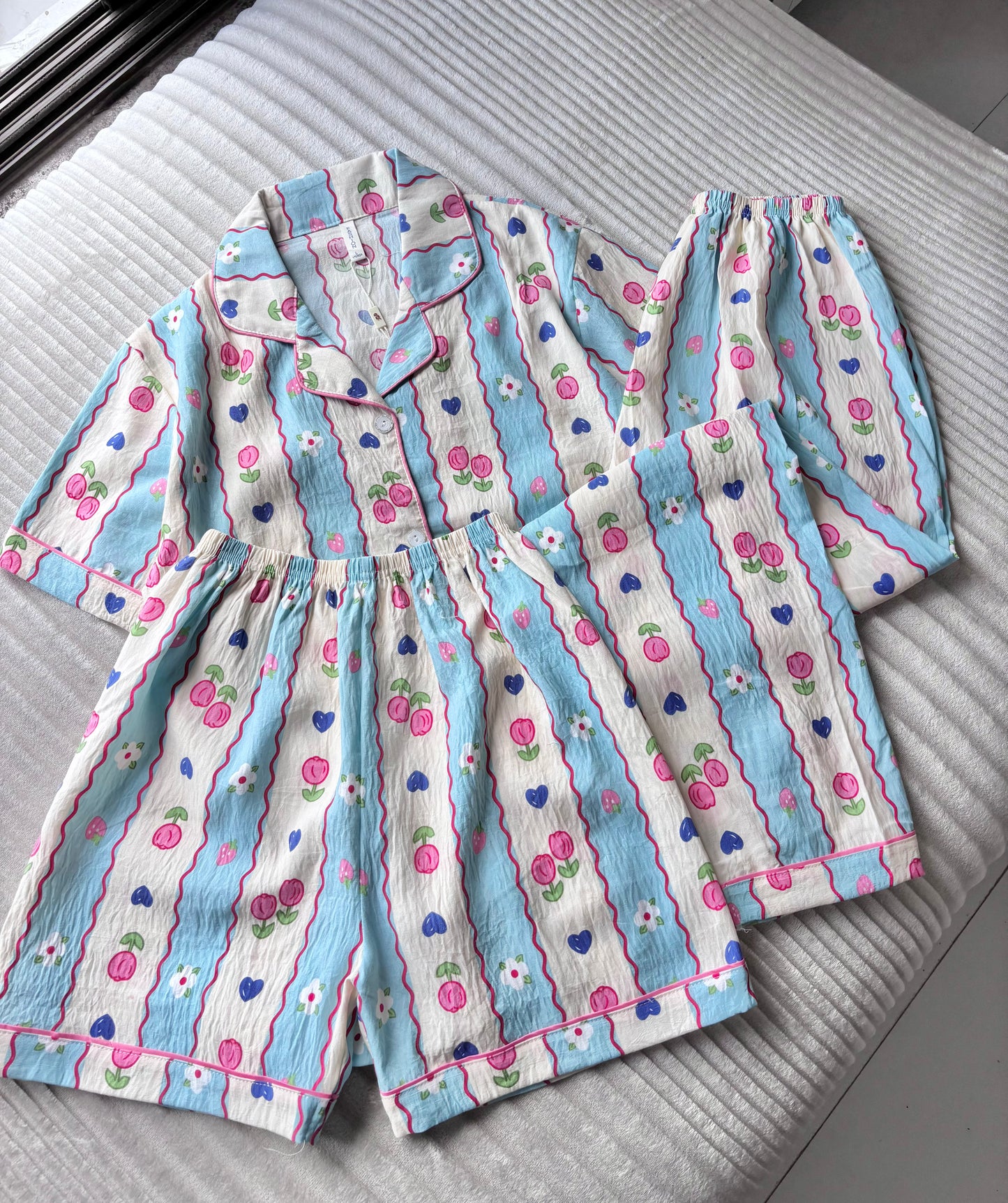 Petals Pop Dreamy 3 Piece Night Suit