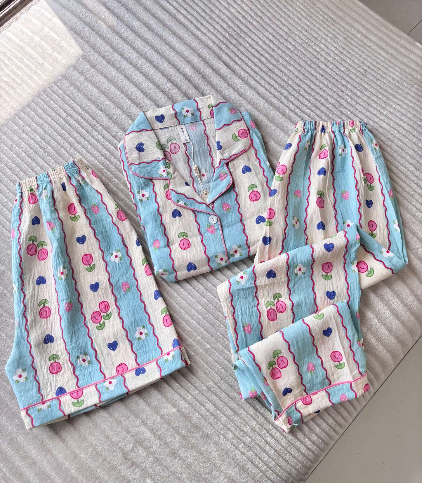 Petals Pop Dreamy 3 Piece Night Suit