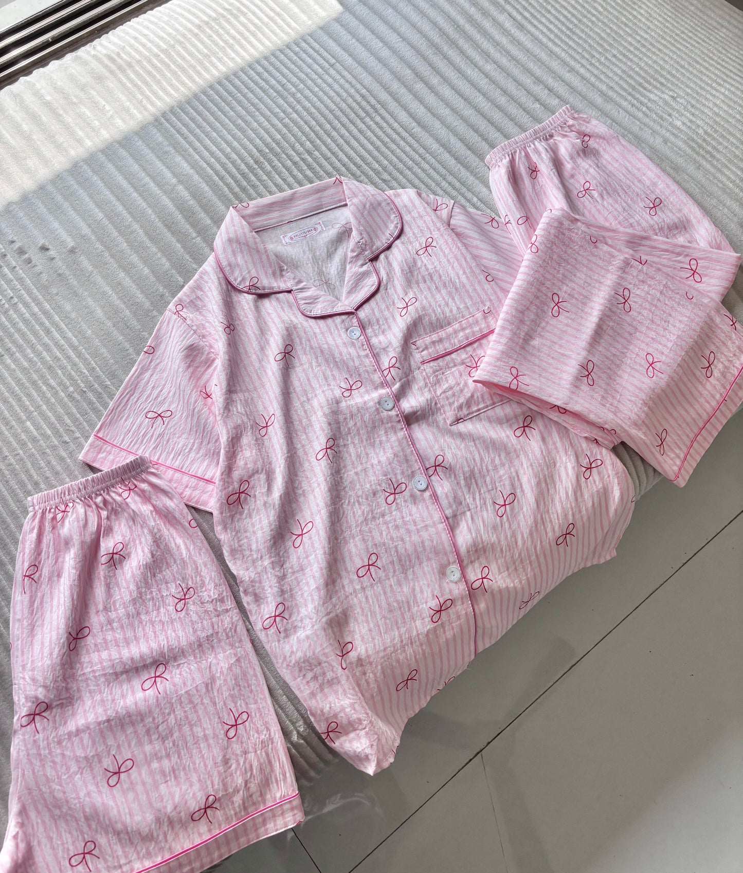Pink Ribbon Dreamy 3 Piece Night Suit