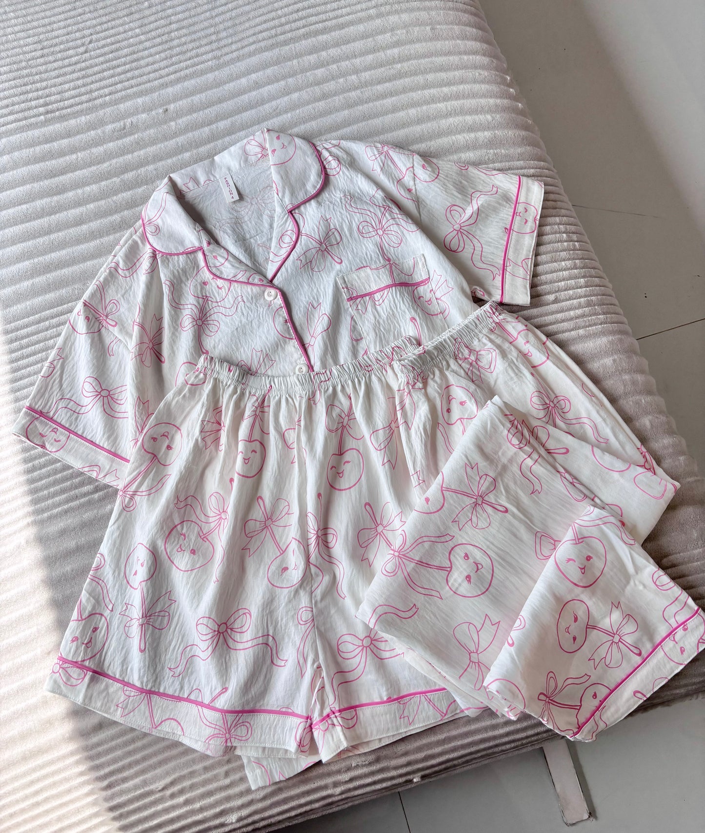Cherry Bow Dreamy 3 Piece Night Suit