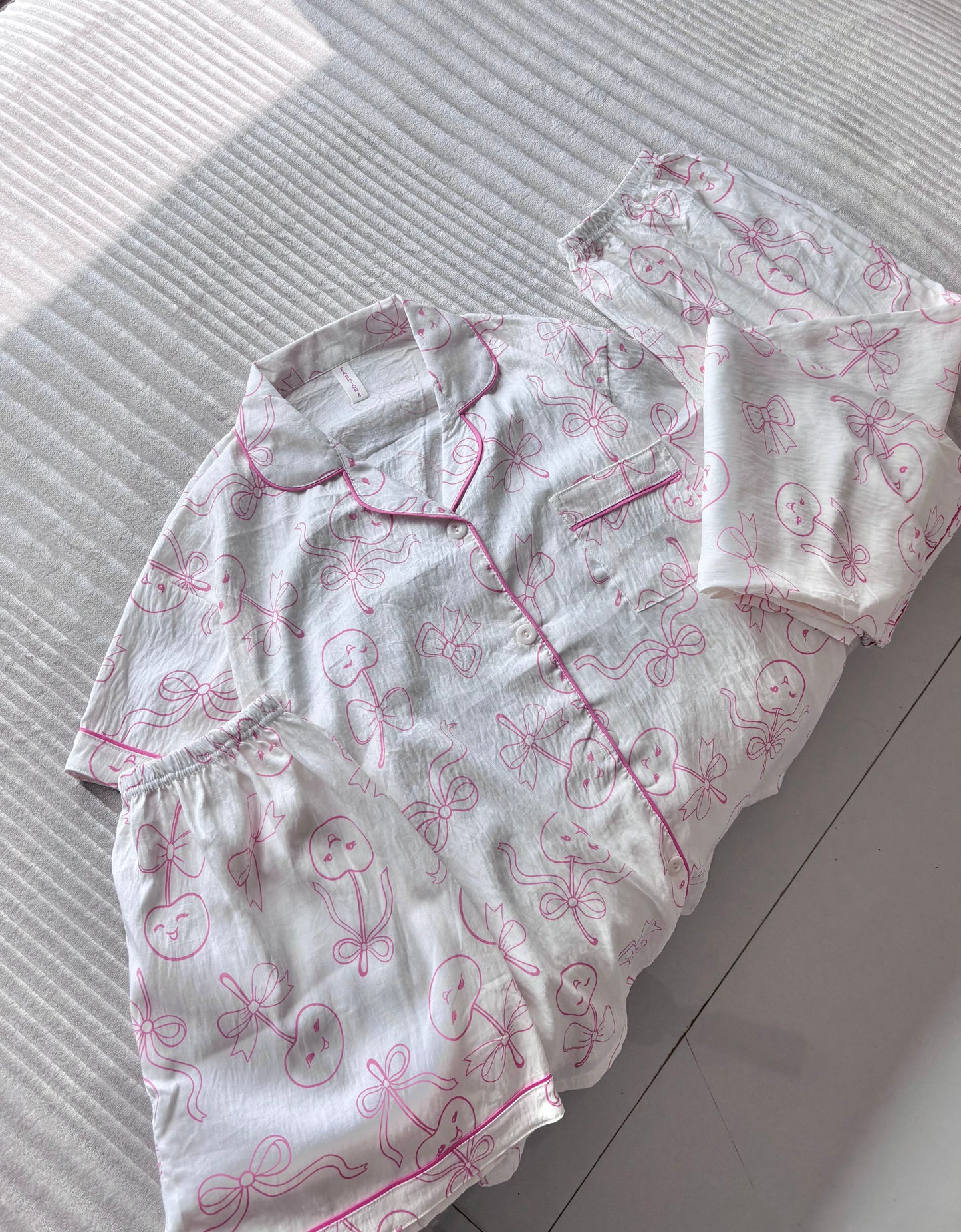 Cherry Bow Dreamy 3 Piece Night Suit