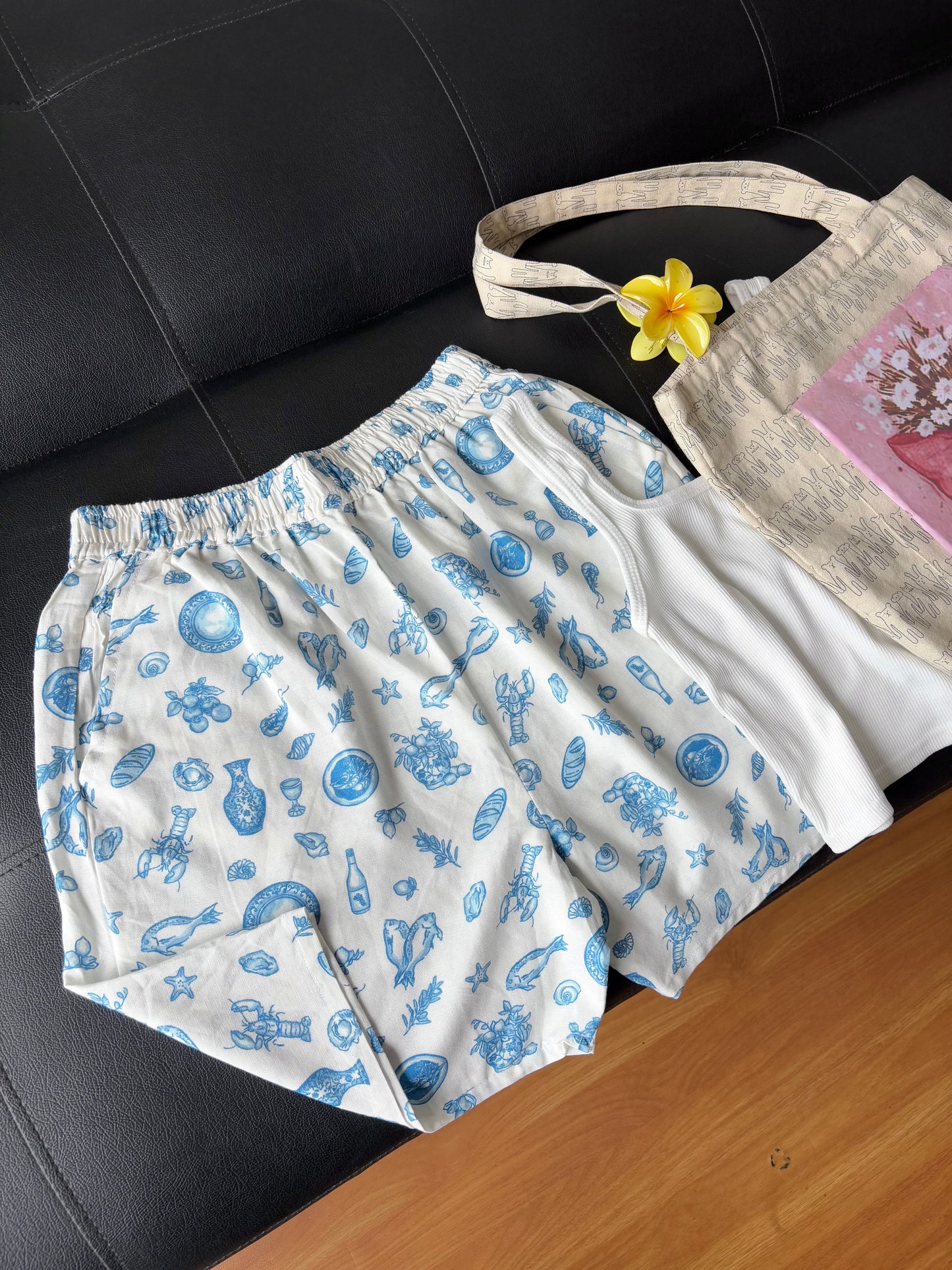Blue Printed Shorts