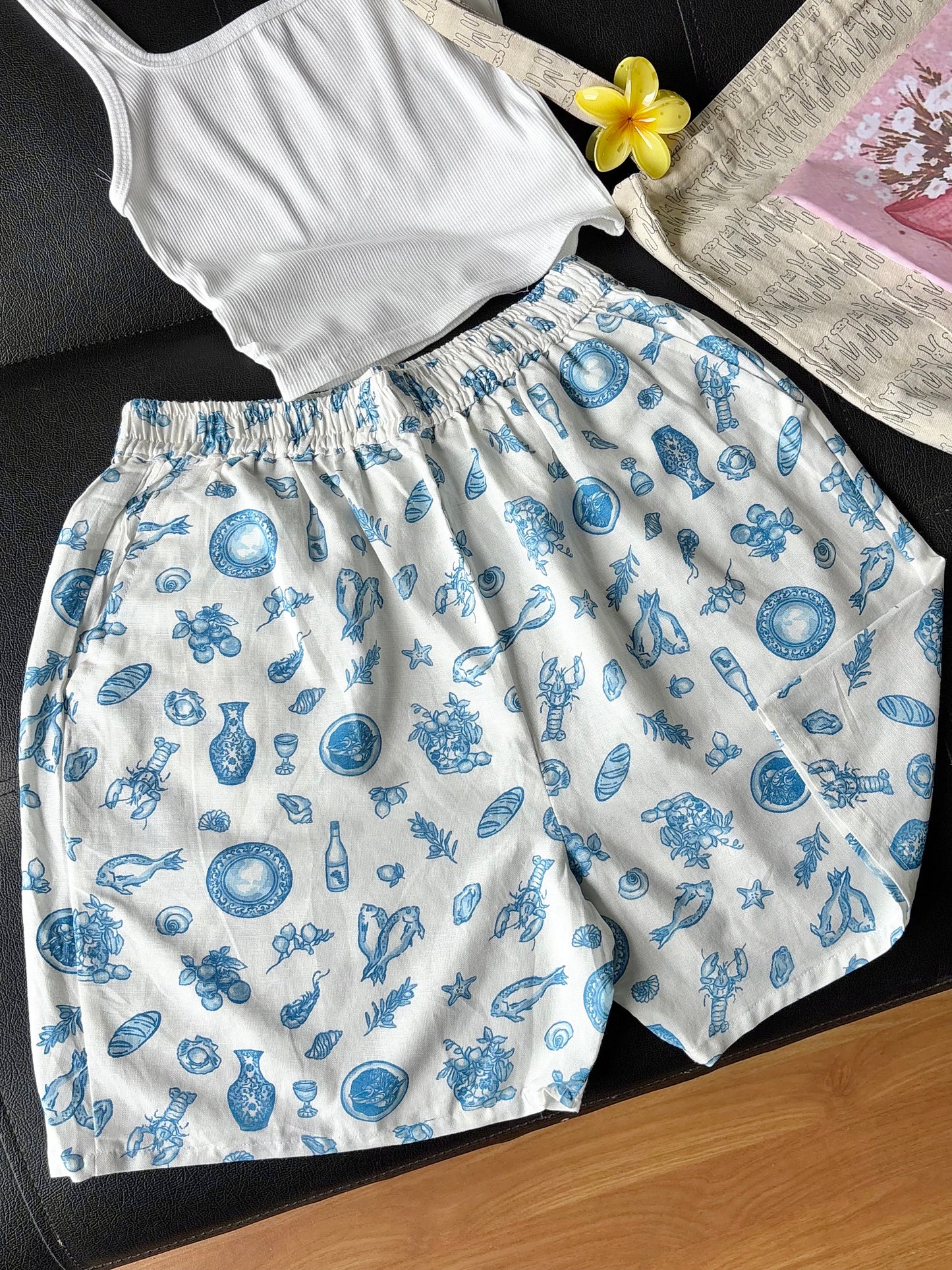 Blue Printed Shorts