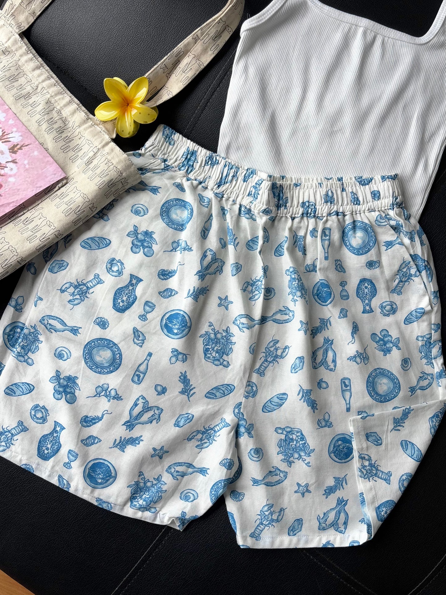 Blue Printed Shorts