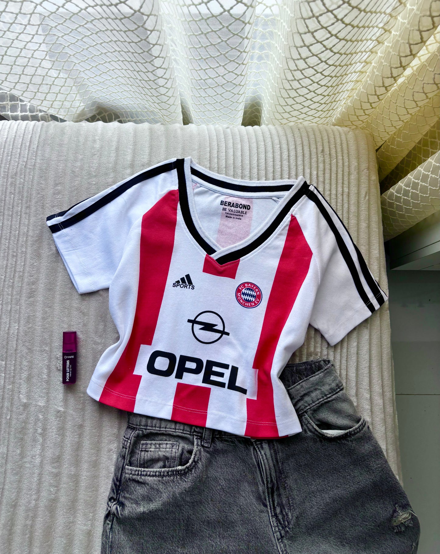 OPEL Varsity V-Neck Crop Tee