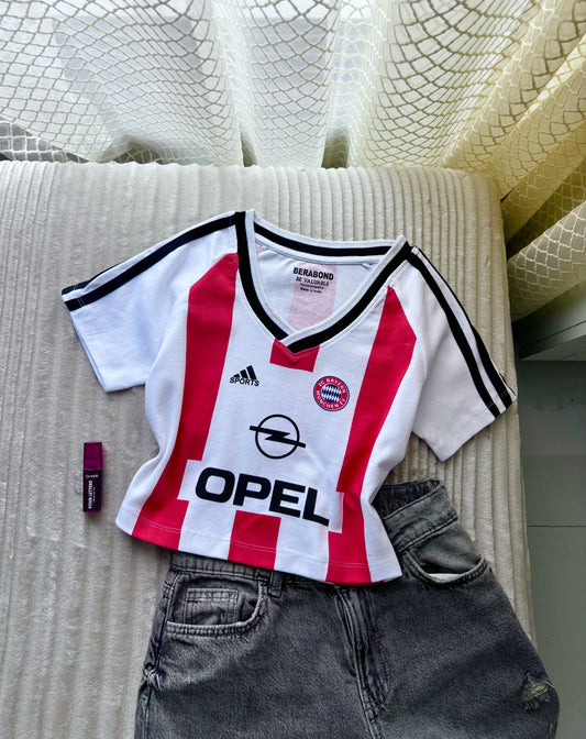 OPEL Varsity V-Neck Crop Tee