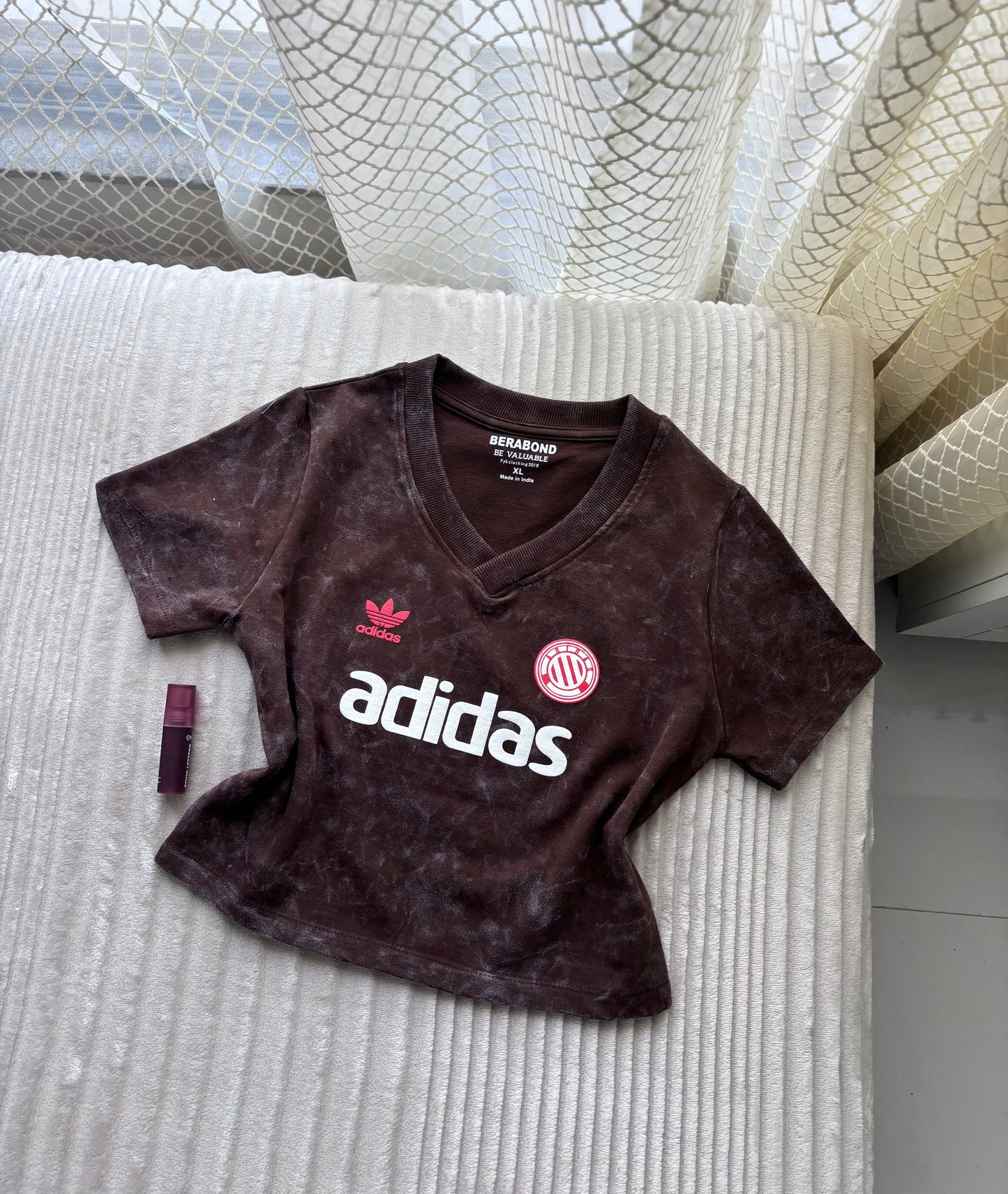 Adidas Acid Wash V-Neck Crop Tee