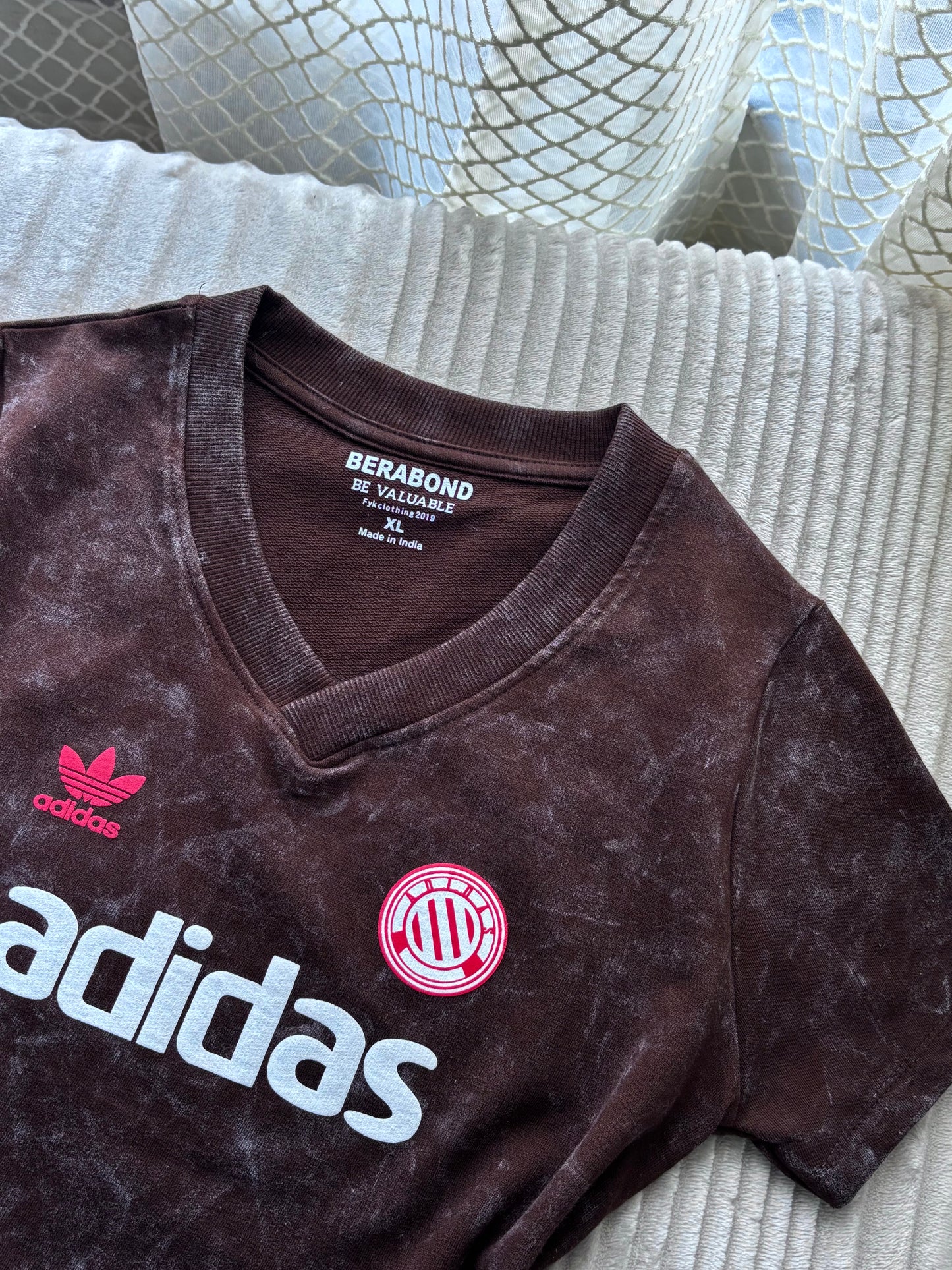 Adidas Acid Wash V-Neck Crop Tee