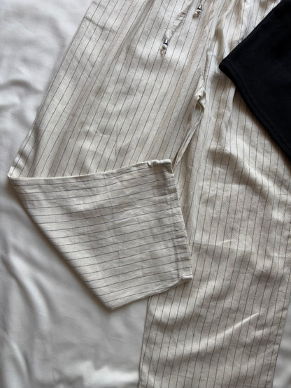 Cream striped linen pant