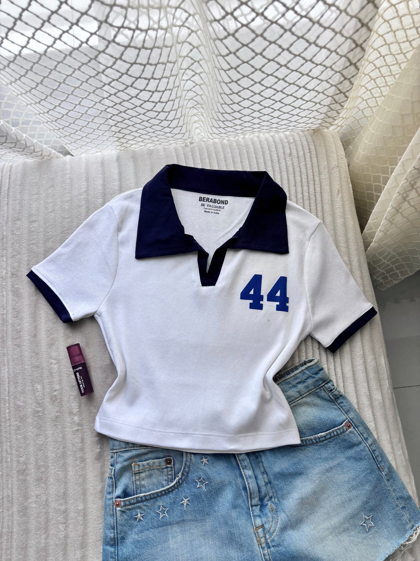 Varsity 44 Polo Crop Tee