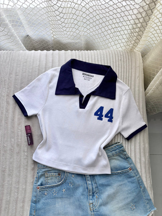 Varsity 44 Polo Crop Tee