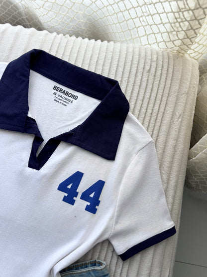 Varsity 44 Polo Crop Tee