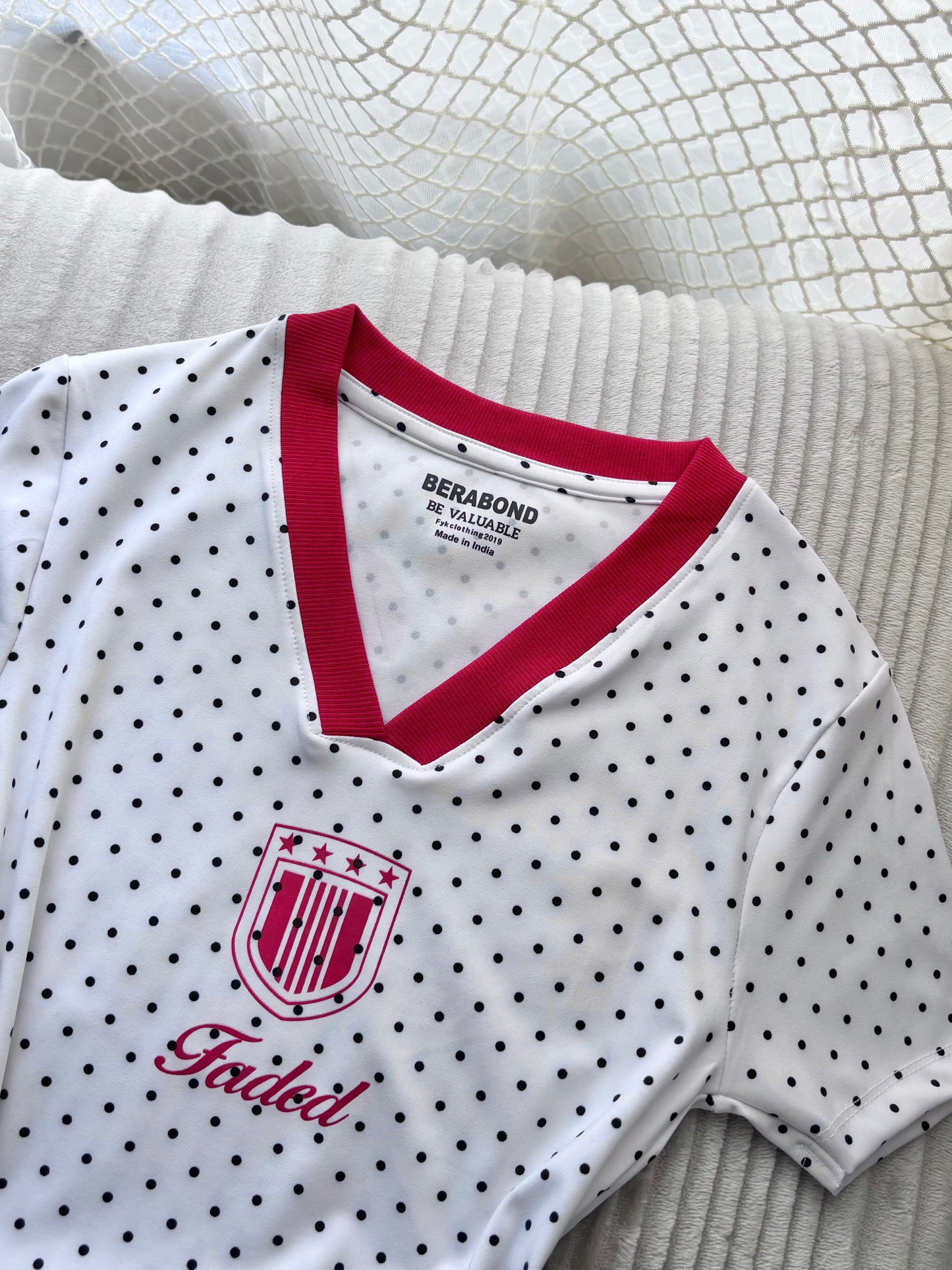 Red Polka Dot V-Neck Crop Tee