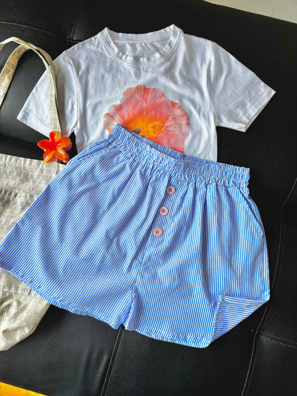 Blue Striped Shorts