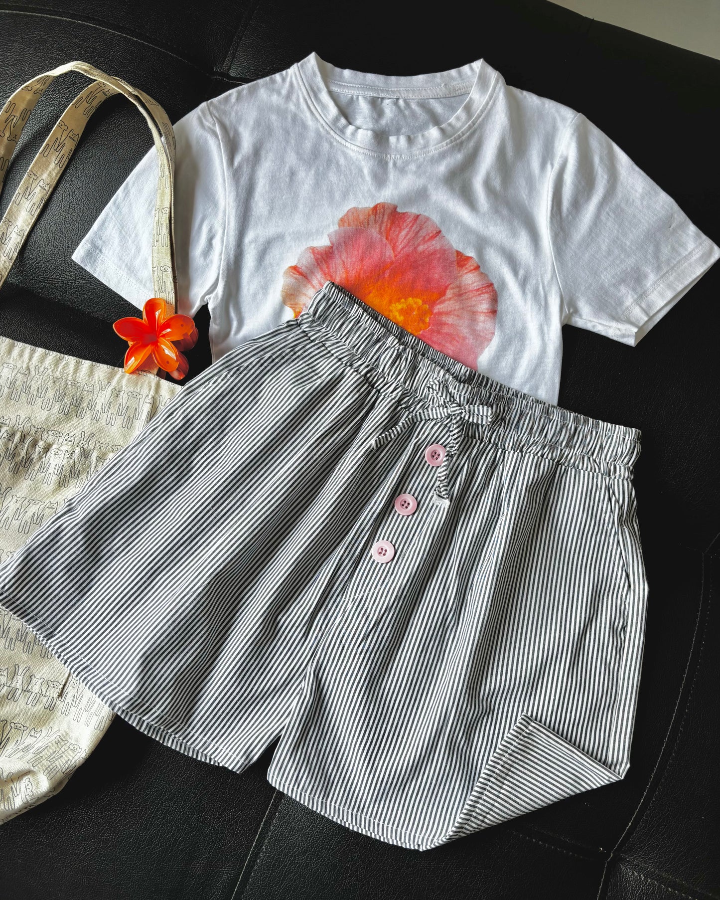Black Striped Shorts