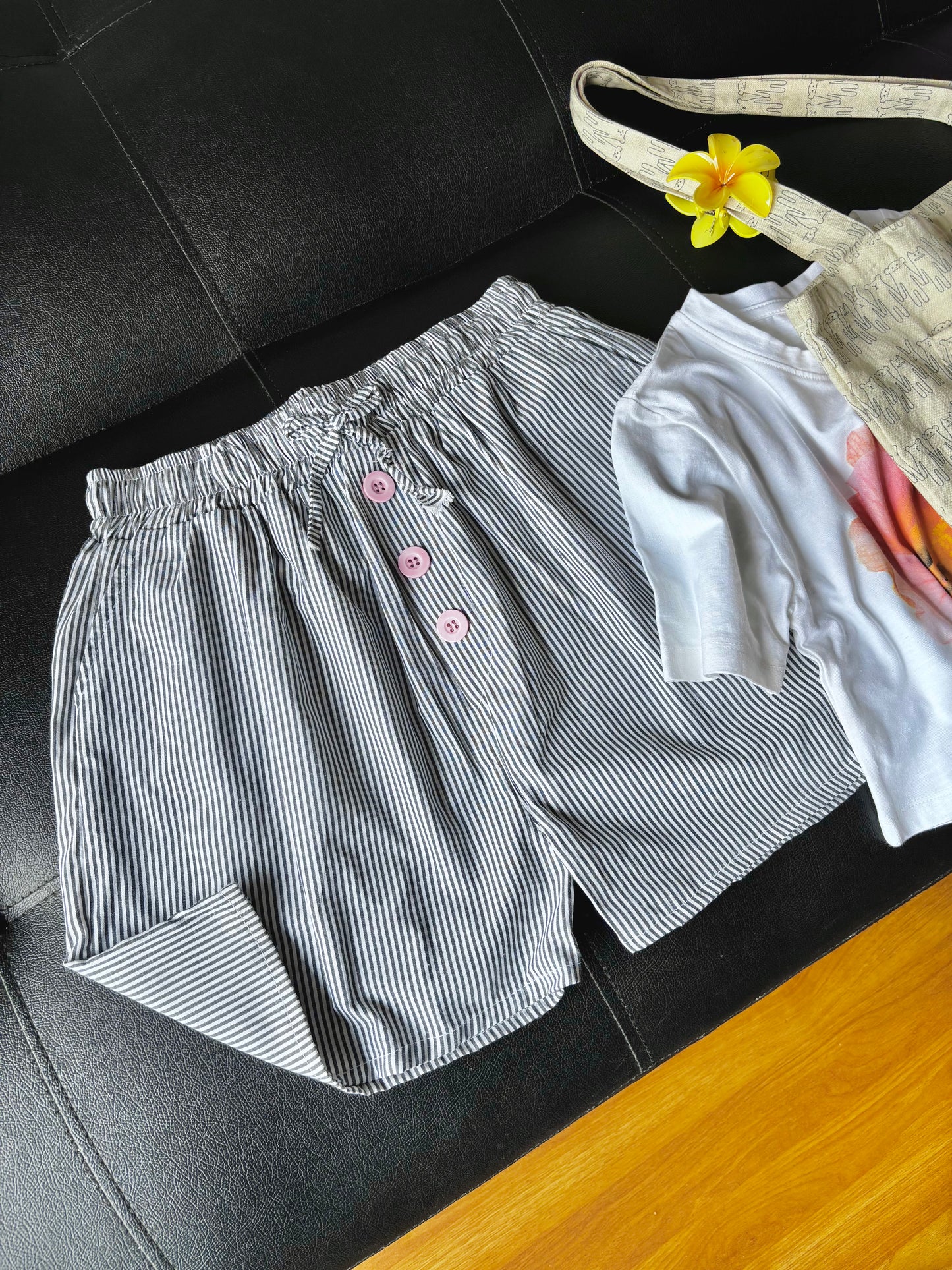 Black Striped Shorts