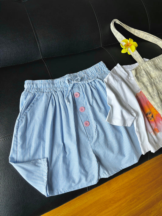 Sky Blue Striped Shorts