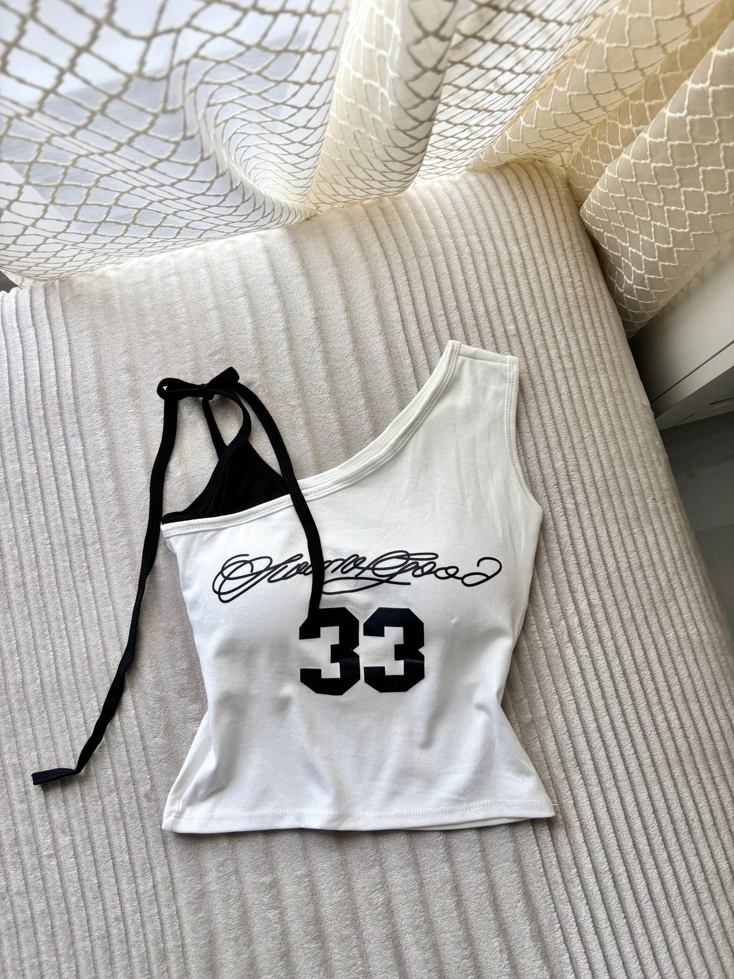 Y2k 33 Built-in Bra One Shoulder Top