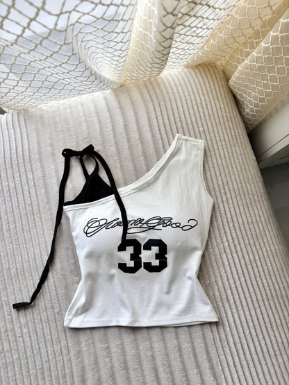 Y2k 33 Built-in Bra One Shoulder Top