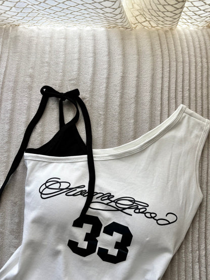 Y2k 33 Built-in Bra One Shoulder Top