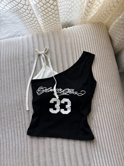Y2k 33 Built-in Bra One Shoulder Top