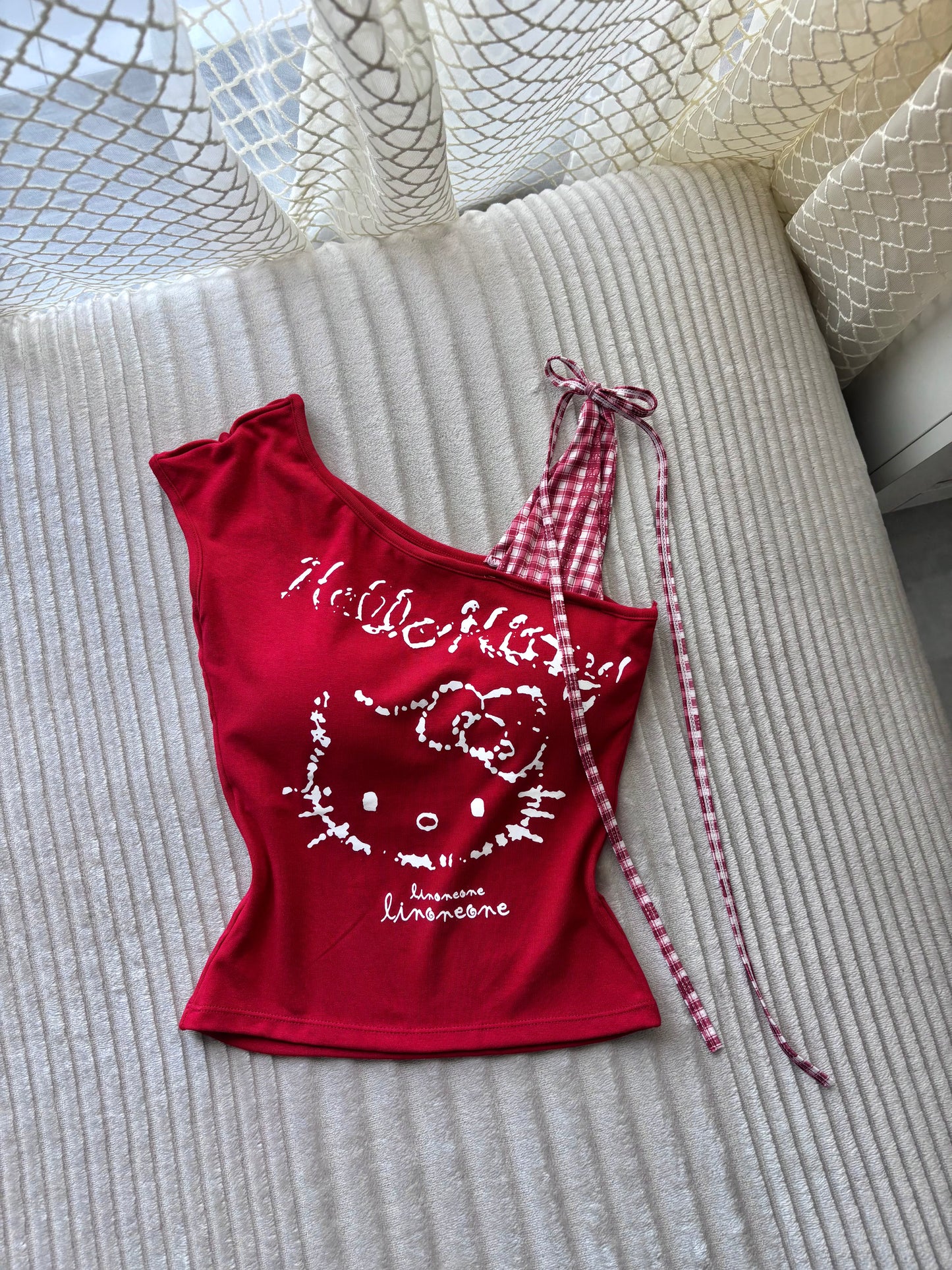Hello Kitty Built-in Bra One Shoulder Top