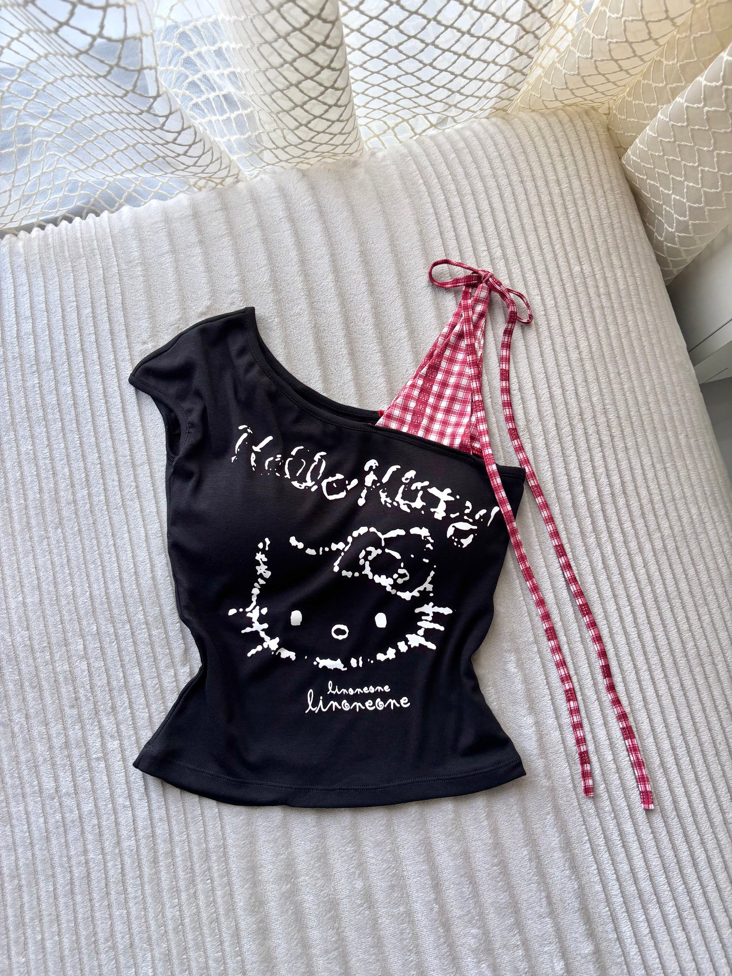 Hello Kitty Built-in Bra One Shoulder Top