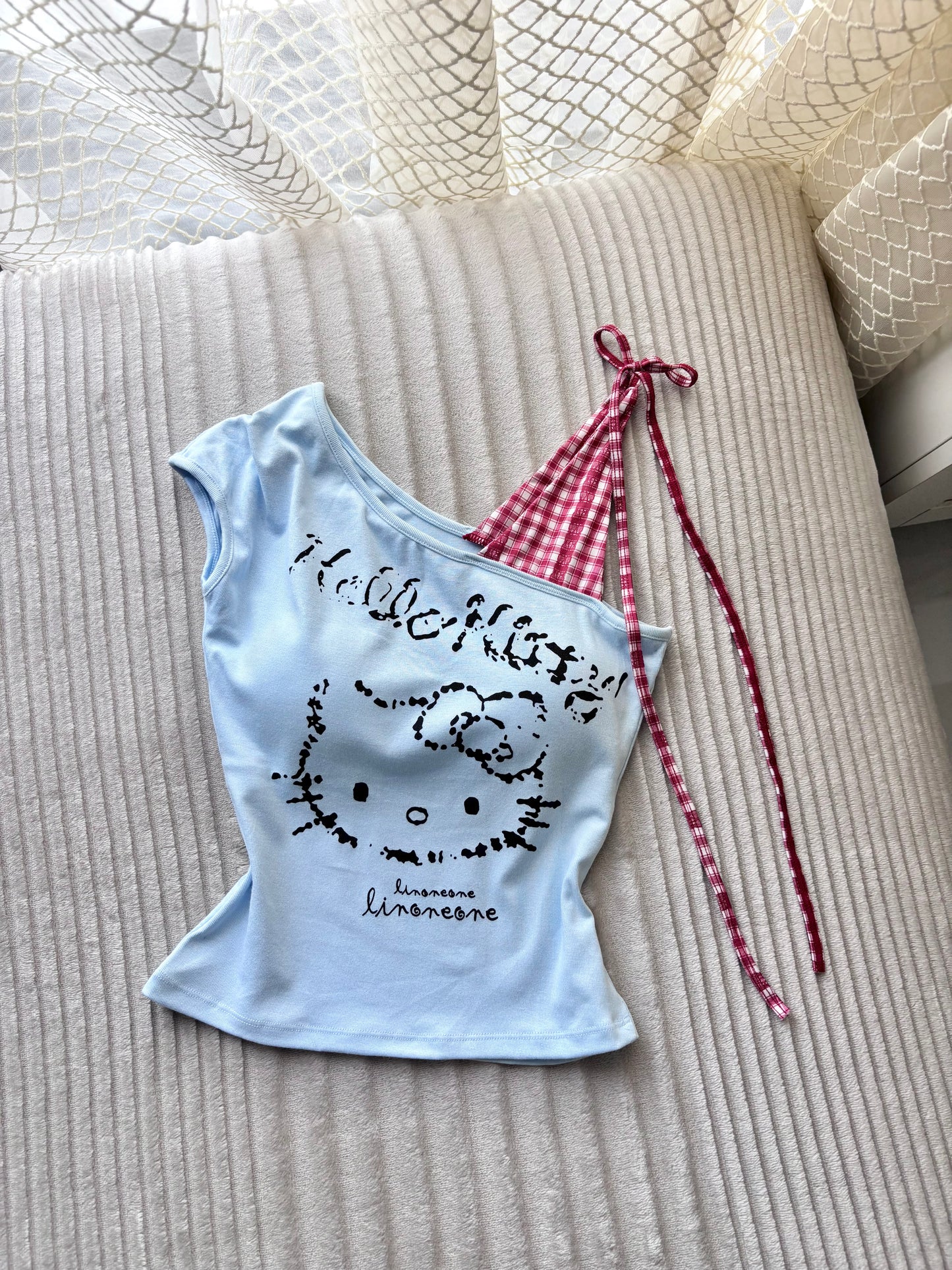 Hello Kitty Built-in Bra One Shoulder Top