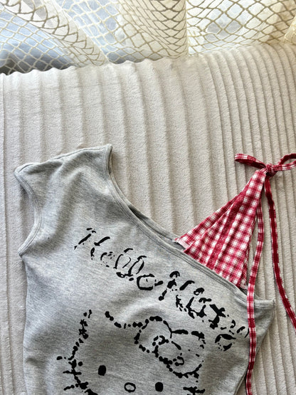 Hello Kitty Built-in Bra One Shoulder Top
