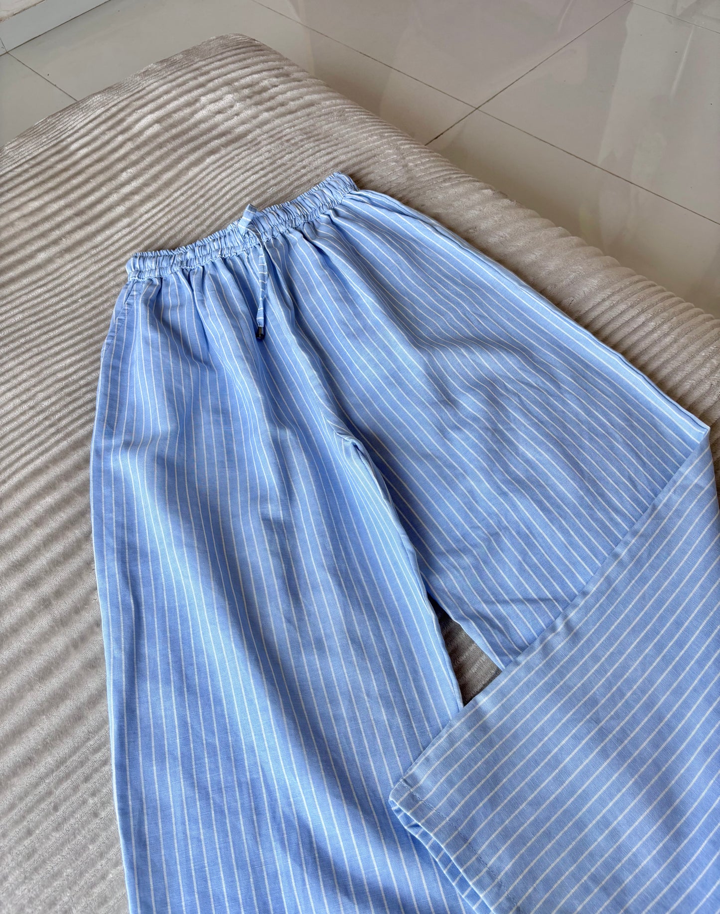 Blue & White Striped Pants